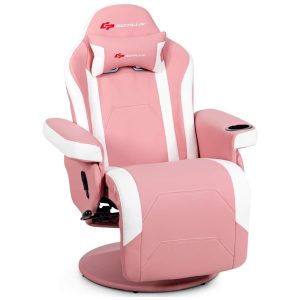 Cadeira de Escritório Gamer Reclinável Ajustável e Ergonômica com Encosto Alto GOPLUS Rosa