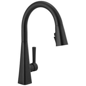 Torneira Cozinha com Pulverizador Pull Down de Ancoragem Magnética Delta Lenta 19802Z-BL-DST Preto Fosco