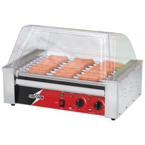 Máquina de Cozinhar Salsichas CROSSON Hot Dog com 9 Rolos de Aço Inoxidável 304 Antiaderentes e Controle de Temperatura Duplo
