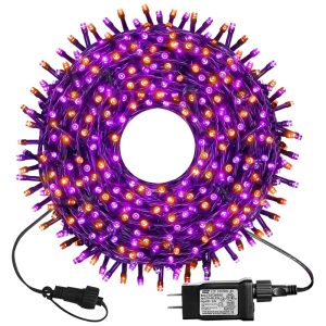 Pisca Pisca 300 LED 30 Metros a Prova dÁgua com 8 Modos para Halloween e Natal Roxo e Laranja