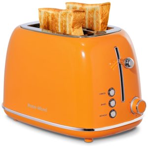 Torradeira 2 Fatias Roter Mond Retro Aço Inoxidável Funções Bagel Cancelar Descongelar 6 Níveis Laranja 110V