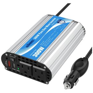 Inversor de Potência 300W 12V DC para 120V AC Saída USB GIANDEL PS 300B CAR Cinza