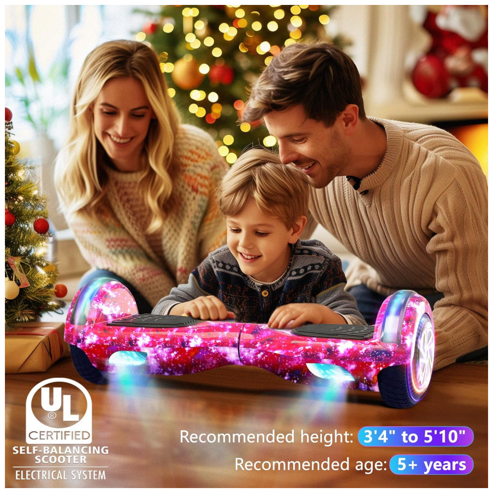Hoverboard Auto Balanceante SISIGAD 6,5" K02 Roxo Estrelado com Alto-falante Bluetooth e Luzes Coloridas - Imagem 4