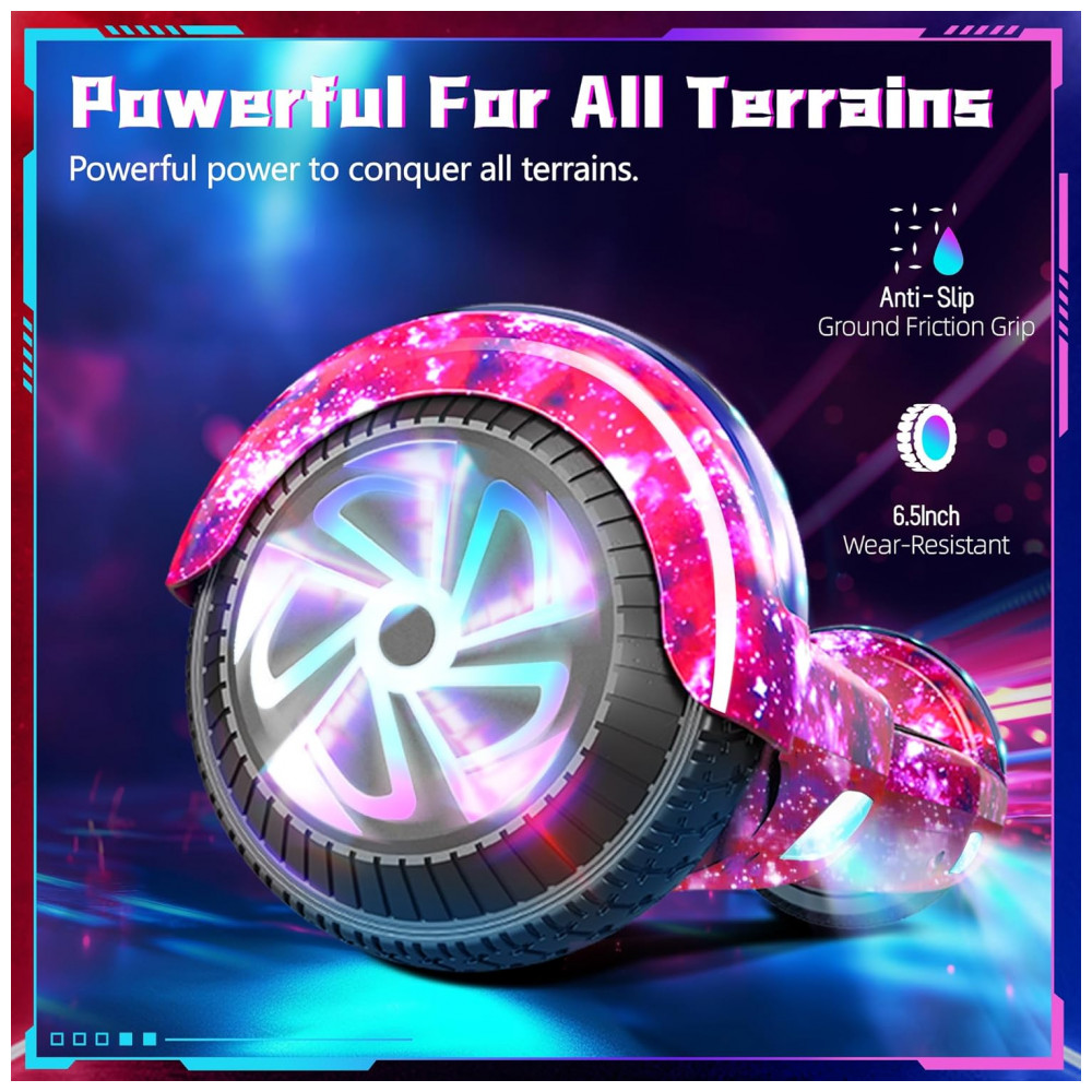 Hoverboard Auto Balanceante SISIGAD 6,5" K02 Roxo Estrelado com Alto-falante Bluetooth e Luzes Coloridas - Imagem 5