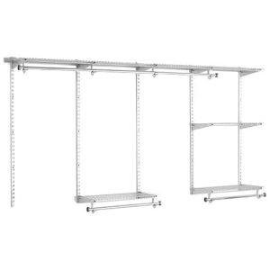 Kit Closet Aramado 24 Metros com Prateleiras Expansíveis e Hastes Telescópicas Personalizável Rubbermaid Prata