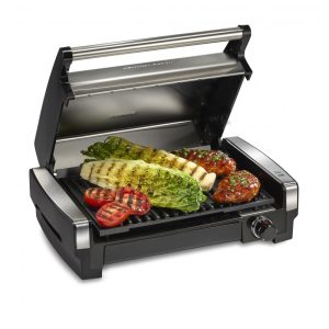 Grelha de queima elétrica interna Placa antiaderente removível fácil de limpar 6 porções bandeja coletora extragrande aço inoxidável HAMILTON BEACH 25360 Preto