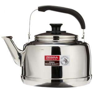 Chaleira de Chá 7.5 Litros em Aço Inoxidável com Apito e Espelhada Zebra Prata