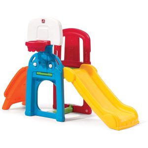 Playset Infantil Para Ambientes Internos e Externos Com Escorregador Parede de Escalada Cesta de Basquete e Jungle Gym - Para Crianças de 2 a 6 Anos Step2