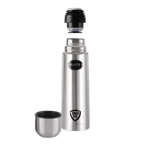 Garrafa Térmica para Água 1L em Aço Inoxidável com Tampa Exclusiva Que Pode Ser Como Copo Cello Prata