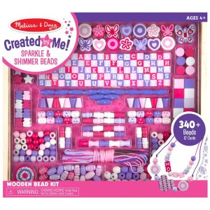 Kit de Artesanato Infantil de Madeira e Miçangas Brilhantes com 340 Peças para Crianças Acima de 3 Anos Melissa & Doug