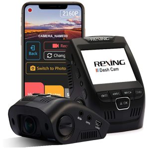 Câmera Veicular Full HD 2160p 170 com GPS Gravação 4K Ultra HD Visão Noturna Wi Fi REXING REX V1 Preto