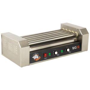Máquina de Salsicha Hot Dog RollerDog Grill Funtime RDB12SS de Hot Dog em aço inox rolos antiaderentes com bandeja coletora de óleo