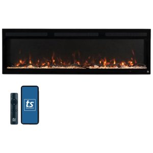 Lareira Elétrica Inteligente Touchstone The Fury 165cm Largura 115cm Fina Embutida na Parede com Chamas Realistas 10 Cores de Chama/Brasa Aquecedor 1.500W.