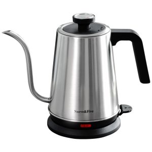 Chaleira Elétrica Nueve&Five Gooseneck com Termômetro 1L - Aço Inoxidável - Desligamento Automático - 1000W