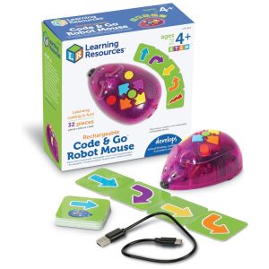 Learning Resources: Robô Rato Programável Recarregável - Brinquedo STEM para Crianças Meninos e Meninas a Partir dos 4 Anos