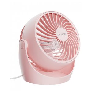 Ventilador de Mesa Gaiatop Rosa 11 cm 3 Velocidades 1100 RPM Inclinação 360° Silencioso 30 dB Vento 62 m/s Potência 68W Modelo AF-01 110V