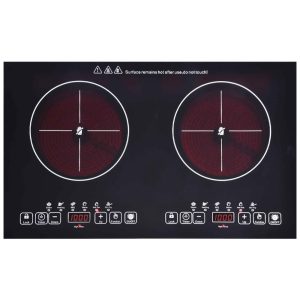 Cooktop de Indução Elétrico de Cerâmica com 2 Queimadores de 60cm e Controle Digital 110V 2200W FVBADE Preto