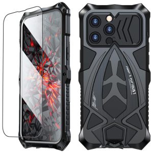 Capa para Iphone 14 Pro Max de Alta Resistencia Nível Militar KumWum Preta e Vermelha