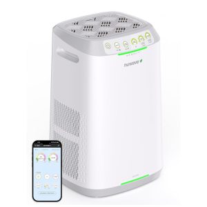Purificador de Ar para Espaços até 89m2 com Filtro Bioguard Lavável WIFI Sensor de Qualidade do Ar e Odor Nuwave OxyPure ZERO Branco