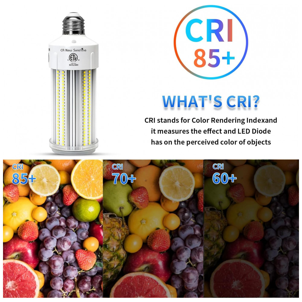 Lâmpada de Milho LED Equivalente a 1000W, Kit com 2 Unidades 100W 15000LM 5000K Branco Luz do Dia, Base E26E39, CA New Sunshine - Imagem 6