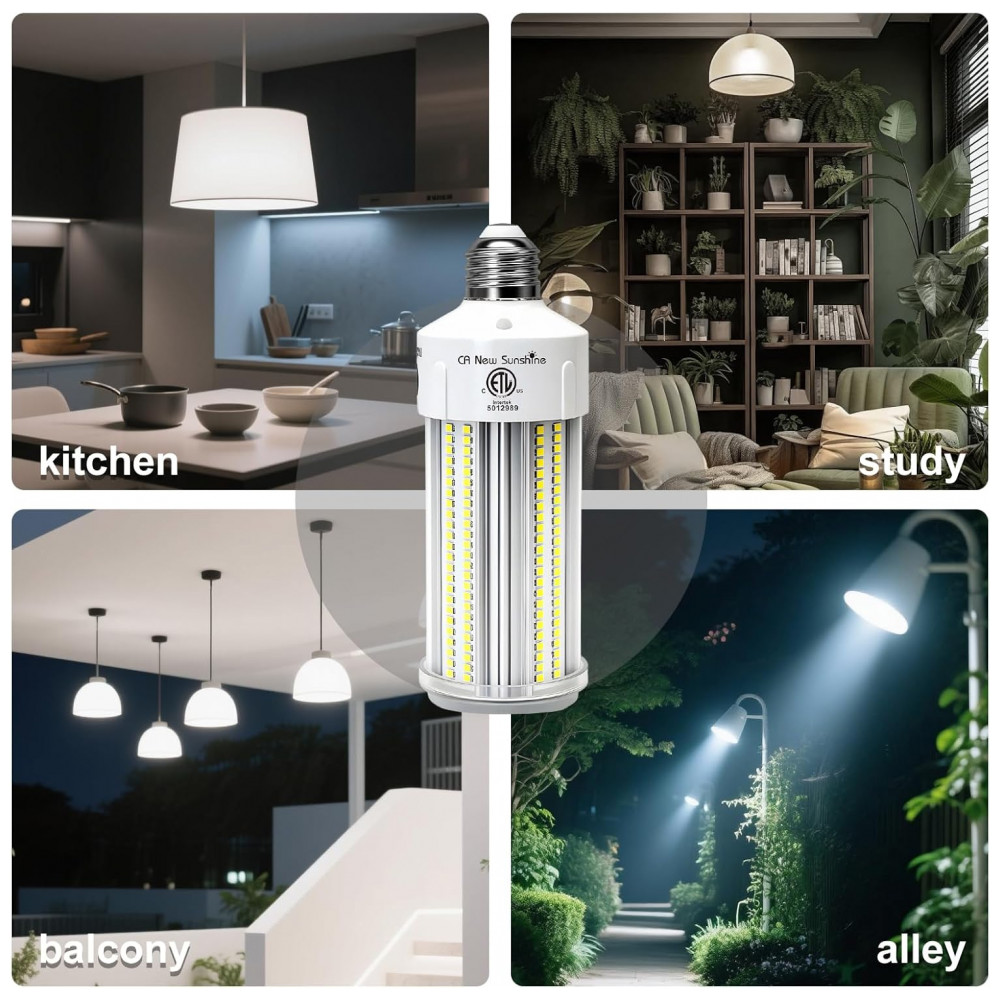 Lâmpada de Milho LED Equivalente a 1000W, Kit com 2 Unidades 100W 15000LM 5000K Branco Luz do Dia, Base E26E39, CA New Sunshine - Imagem 7