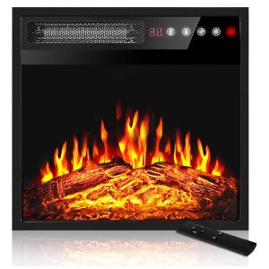 Lareira Elétrica de Embutir Compacta Portátil A44x45L cm com 5 Níveis de Brilho Temporizador Controle Remoto e Digital 110V 1500W BOSSIN Preta