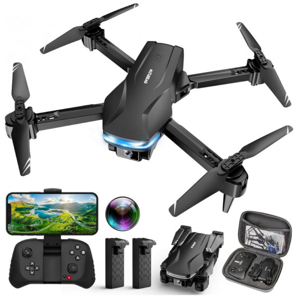 Drone com Câmera HD 1080P FPV Dobrável para Iniciantes e Crianças - Controle por Voz e Gestos, Decolagem/Pouso com Um Toque, Velcase