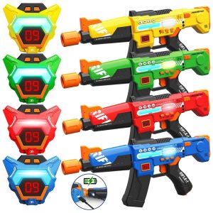 Conjunto de Arminha de Brinquedo para 4 Jogadores com Laser Tag Recarregável e Exibição de Pontuação em LED para Crianças e Adultos Inodoo Colorida