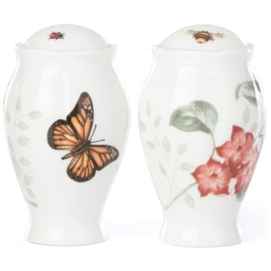 Conjunto de Saleiro e Pimenteiro Multiuso em Pocelana Lenox Butterfly Meadow Branco
