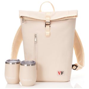 Mala para Vinho com Design Elegante em Couro para Duas Garrafas com Copos Combinando Leve e Confortável para Viagens e Piqueniques - Vin Fresco