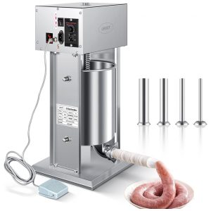 Máquina Elétrica para Encher Linguiças Enchedor Elétrico Vertical com 9 Velocidades Ajustáveis em Aço Inoxidável Pesado Enchedor de Carne para Lingu