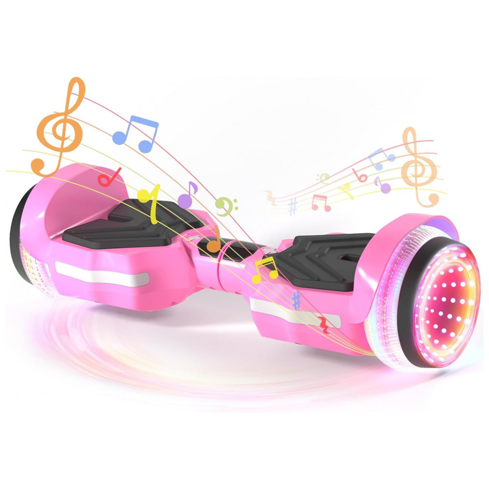 Hoverboard SIMATE com Luzes de LED Coloridas, Alto-falantes Bluetooth e Aplicativo, Motores Duplos de 250W, Velocidade Máxima de 13,7 km/h, Alcance Máxim