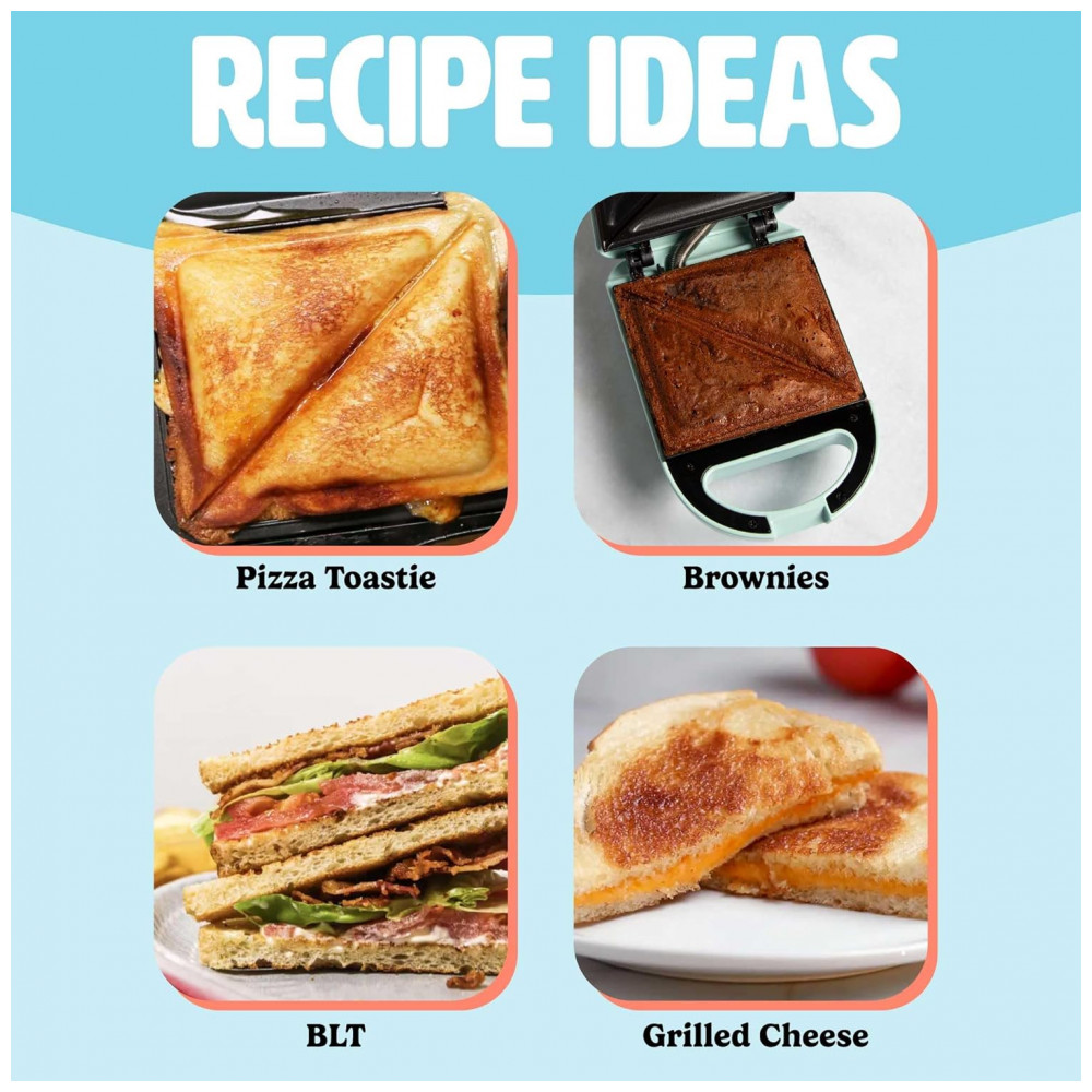 Máquina de Sanduíche Mini Tasty Faça Sanduíches Paninis Queijos Grelhados Sobremesas Resultados Rápidos Limpeza Fácil 600W Aqua - Imagem 6