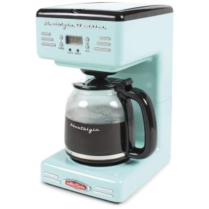 Cafeteira Elétrica Programável Retro com Desligamento Automático 110v NOSTALGIA RCOF12AQ Azul piscina