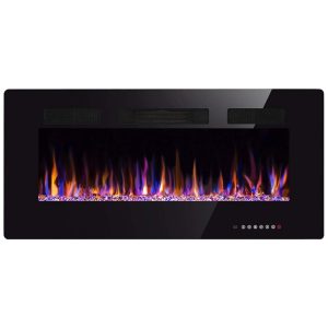 Lareira Elétrica Xbeauty de 76 cm Embutida ou de Parede Linear Ultrafina e Leve LED Tela Touch Controle Remoto 1500W