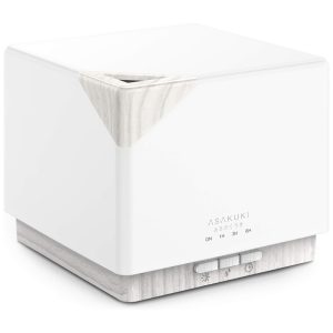 Premium Umidificador Ultrassônico Portátil 0.7L com Aromaterapia e 7 Luzes LED até 6H 110v ASAKUKI 100 DF025 Branco