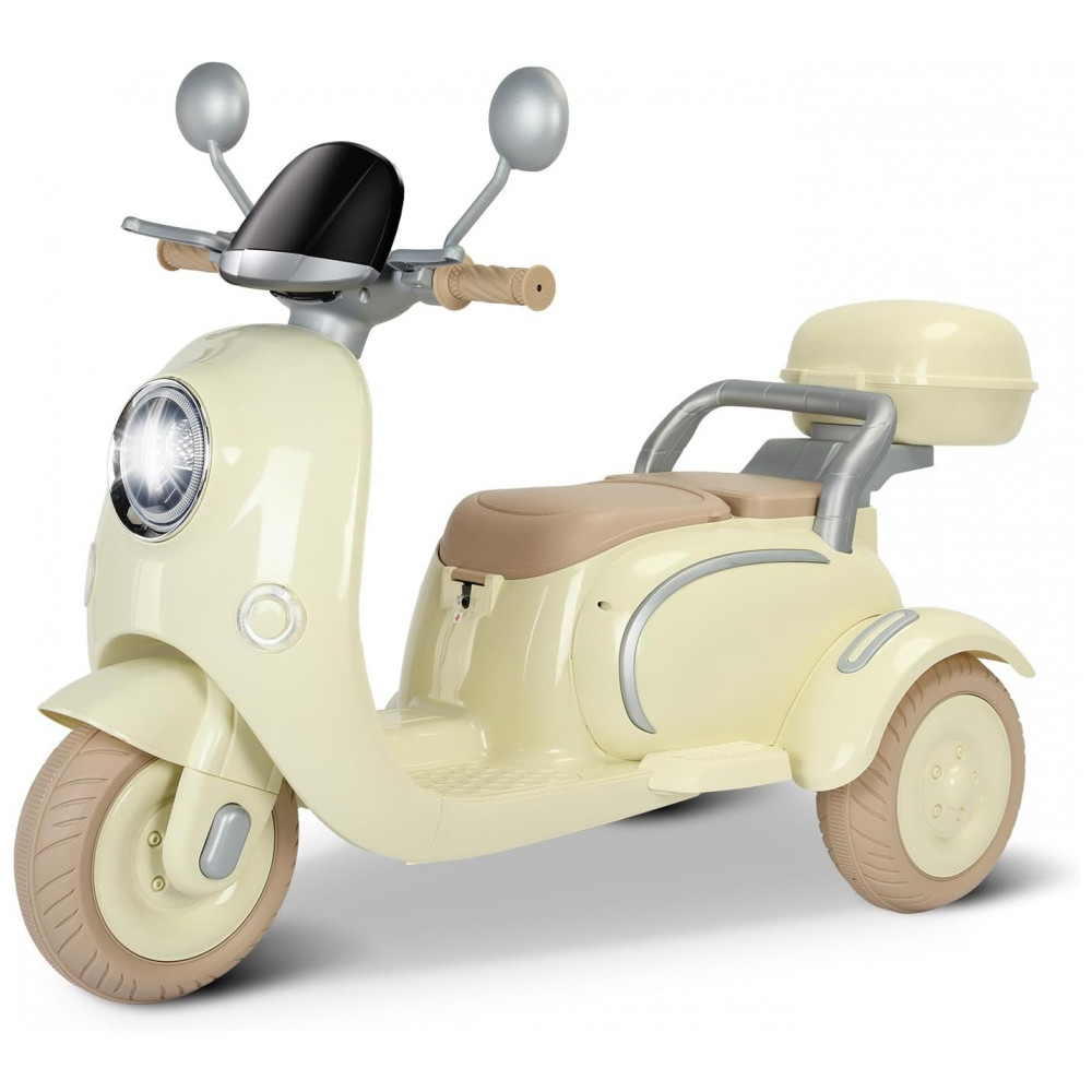 Moto Elétrica Infantil Letsgoride 12V Amarelo Pastel 2 Lugares 3 Rodas Baú Musical Bluetooth LED Buzina 2x50W - Imagem 8