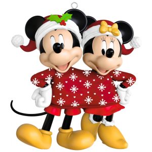 Ornamento Hallmark Keepsake Natal 2025 Disney Mickey e Minnie Sweater-Sharing Sweethearts Decoração Romântica para Fãs