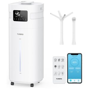 Umidificador 20L com Bico de 360° Enchimento Superior LED UV-C Display Digital Controle Remoto e Por APP para Ambiantes até 185m² 110V TURBRO Branco