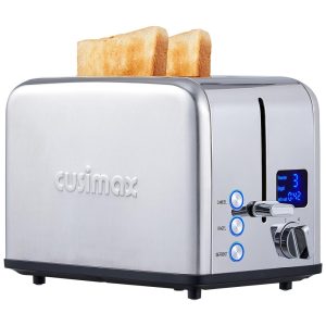 Torradeira de 2 Fatias com Tela LED com 6 Níveis de Tostagem 850W 110v CUSIMAX Prateado