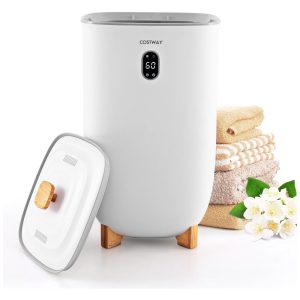 Aquecedor e Secador de Toalha Elétrico 35L com Desligamento Automático Temporizador Ajustável e Suporte para Disco Perfumado 110V COSTWAY 00018-CYES Branco