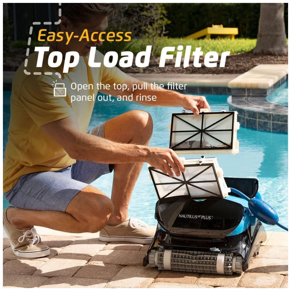 Robô Limpador de Piscina com Controle por APP Escalada em Parede e Filtros de Carga Superior para Fácil Manutenção Dolphin Nautilus CC Plus Preto - Imagem 4