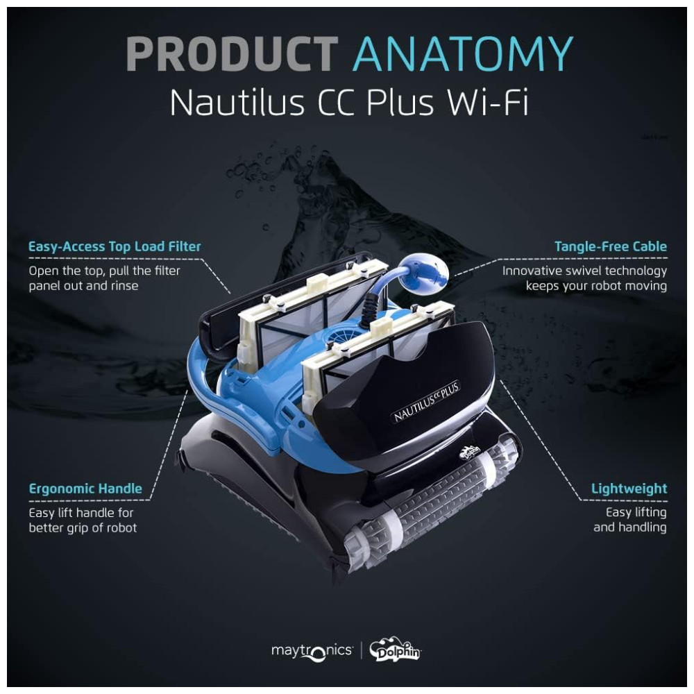 Robô Limpador de Piscina com Controle por APP Escalada em Parede e Filtros de Carga Superior para Fácil Manutenção Dolphin Nautilus CC Plus Preto - Imagem 8