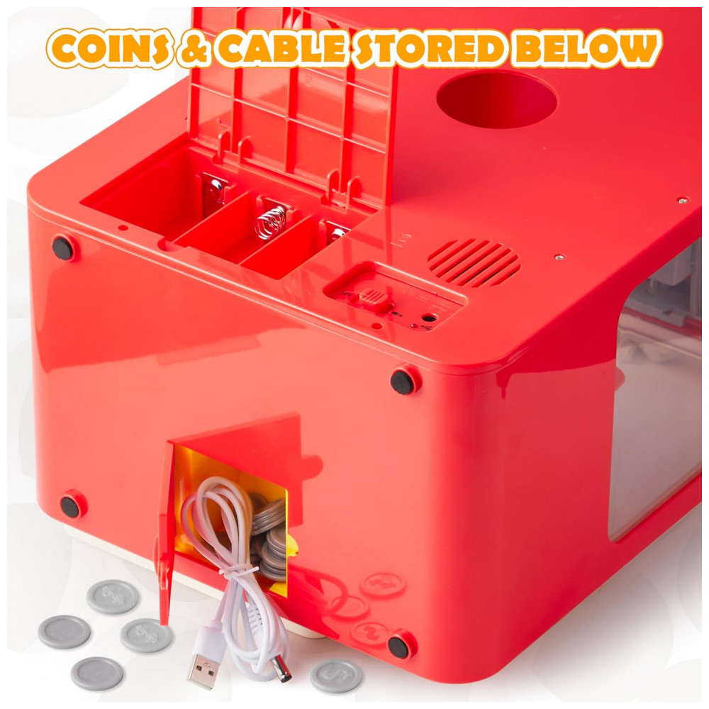 JOYIN Claw Machine Arcade Toy Vermelha com Luz LED e Som Ajustável, Mini Máquina de Garra Recarregável para Crianças - Imagem 4