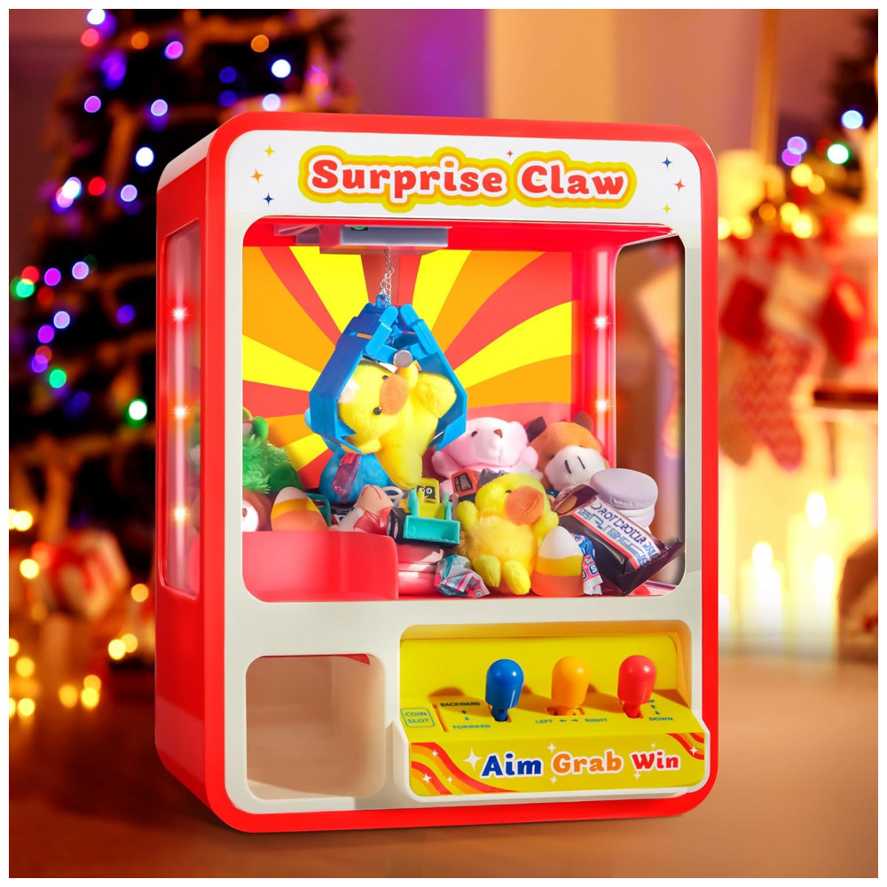 JOYIN Claw Machine Arcade Toy Vermelha com Luz LED e Som Ajustável, Mini Máquina de Garra Recarregável para Crianças - Imagem 5