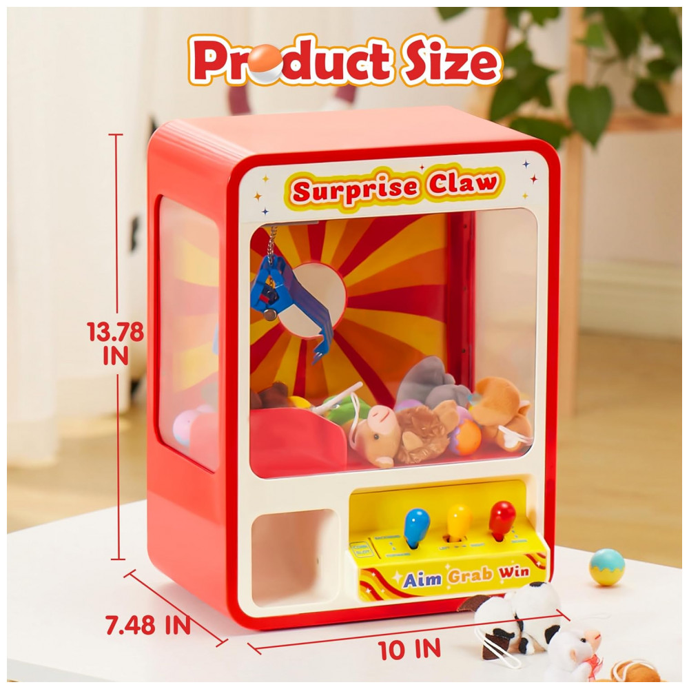 JOYIN Claw Machine Arcade Toy Vermelha com Luz LED e Som Ajustável, Mini Máquina de Garra Recarregável para Crianças - Imagem 7
