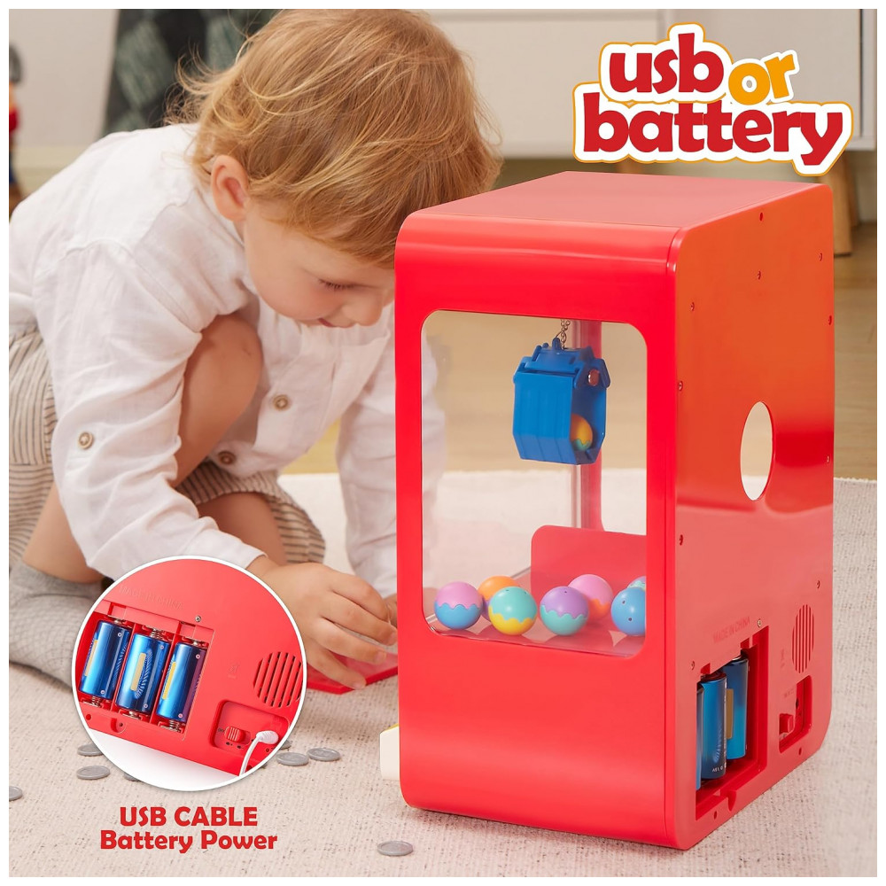 JOYIN Claw Machine Arcade Toy Vermelha com Luz LED e Som Ajustável, Mini Máquina de Garra Recarregável para Crianças - Imagem 8