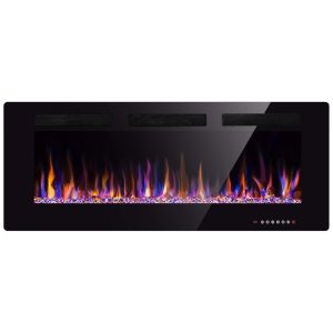 Lareira Elétrica de Embutir A46x91L com Controle Remoto e Tela Sensível ao Toque 1500W 110v XBEAUTY Preto