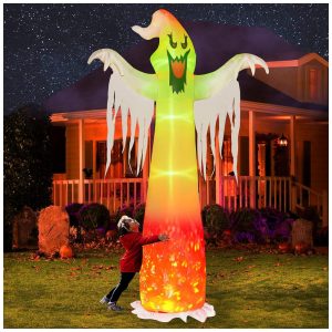 Fantasma Inflável de 27 Metros com Luzes LED para Decoração de Halloween
