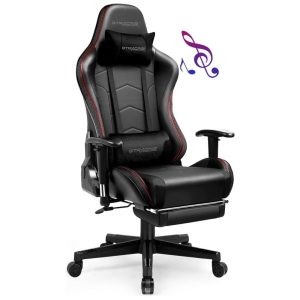 Cadeira de Escritório Gamer Reclinável e Ergonômica com Apoio para Lombar GTRACING D38AMF BLACK Preto